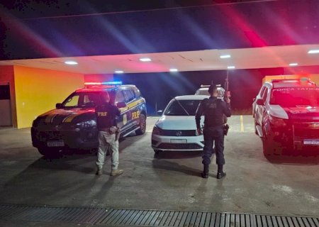 IVINHEMA: Força Tática e PRF recupera veículo furtado em São Paulo na BR-376